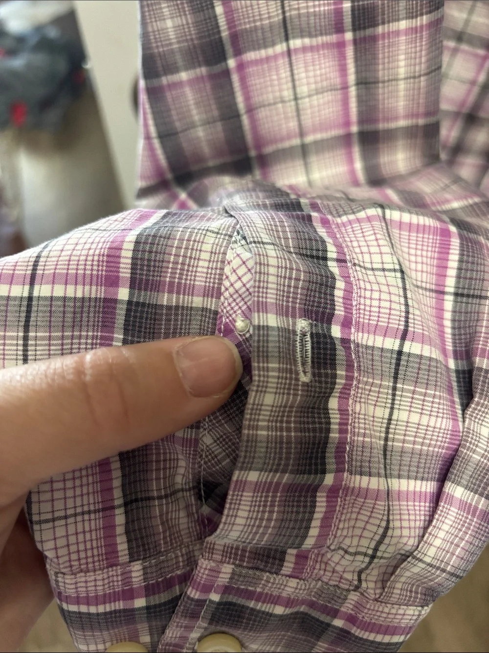 Banana Republic Slim Fit Men's Purple Plaid Button-Down Shirt